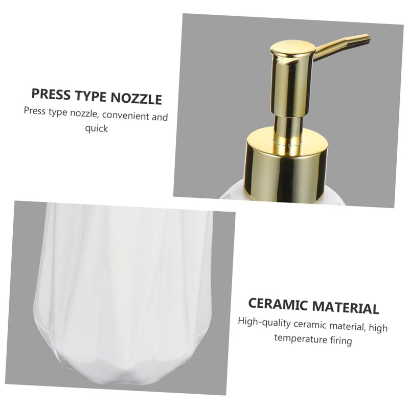 IWOWHERO Ceramic Refillable Lotion Dispenser Bottle White Press Pump Capacity