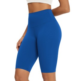 ODODOS Yoga Shorts for Women 10" High Waist Non See Through Buttery Soft Lounge Biker Shorts, Royal Blue, XX-Large