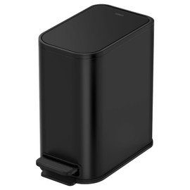 Cesun Small Bathroom Trash Can with Lid Soft Close, Step Pedal, 5 Liter / 1.3 Gallon Stainless Steel Garbage Can with Removable Inner Bucket, Waste Basket for Bathroom, Bedroom (Matte Black)