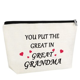 Great Grandma Gifts From Grandchildren Makeup Bag Thank You Gift For Great Grandma Best Grandma Ever Cosmetic Bag You Put The Great In Great Grandma Travel Bag Christmas Birthday Gifts For Grandma