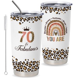 Vivulla68 Happy 70th Birthday Gifts For Women, Best Gifts Idea For 70 Year Old Woman, 1956 Birthday Gifts Women, 70 Birthday Gifts For Women Turning 70, 70 Year Old Birthday Tumbler With Lid And Straw