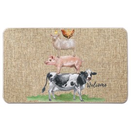 NYDECOR Welcome Mats for Front Door Rustic Farmhouse Door Mat Chicken Sheep Pig Cow Doormat Home Farm Floor Mat Non Slip Rubber Entrance Rug for Indoor Outdoor 17x28 inch
