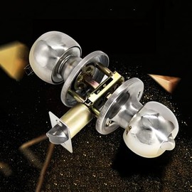 Door Knob, Exterior and Interior Door Lock for Commercial Residential Area, Entry Door Knob for Front Door, Bedroom, Bathroom, Matte Black (45-65MM(Without The Key))