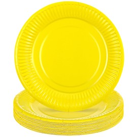 GSrenyu 20 Packs 7“ Yellow Party Paper Plates,Classic Assorted Color Round All Occasion Paper Dinner Plates Birthday Party Supplies