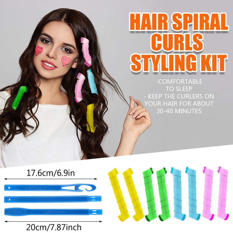 Kit de 42 rizadores en espiral sin calor, incluye 40
