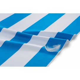 Fit-Flip Beach towel - large microfibre towel - lightweight, compact and super absorbent - sand free quick dry towel, 100% recycled microfibre travel towel – white-sky blue stripes 200x90cm