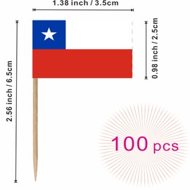 LUSEOAN Chile Countries Toothpicks Flag Chilean Small Mini Cocktail Fruit Cupcakes Toppers Food Stick Flags Decorations, 100 Pack