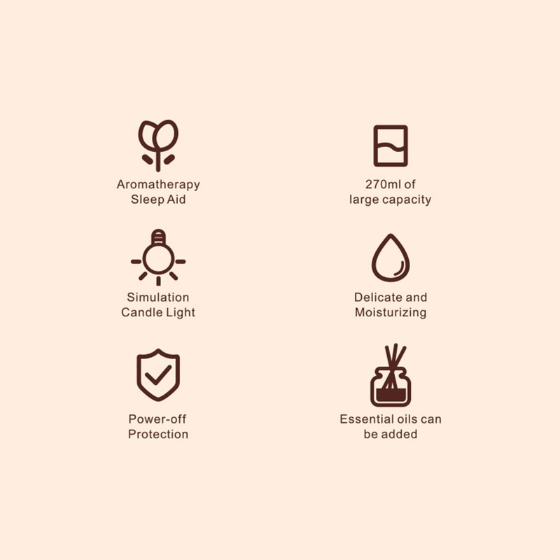 270ml Mist Humidifier Simulated Fireplace Design Power Off Protection Fire