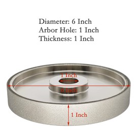 CAQUXIL CBN Grinding Wheel 6" Dia x 1" Wide, 1 inch Arbor, Sharpen High Speed Steel Cutting Tools, Diamond Grinding Wheel Grit #320