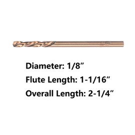 VALYRIANTOOL 5PCS 1/8" M35 Cobalt Left Hand Drill Bits Set for Removing Broken Stubs, Bolts and Screws, Reverse Twist Drill Bits