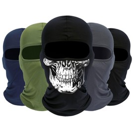 ROXUN Balaclava Ski Mask, 5 Pack Neck Gaiter Motorcycle Scarf, Summer Cooling UV Protector for Men/Women Black+Skull+Navy Blue+Army Green+Dark Gray