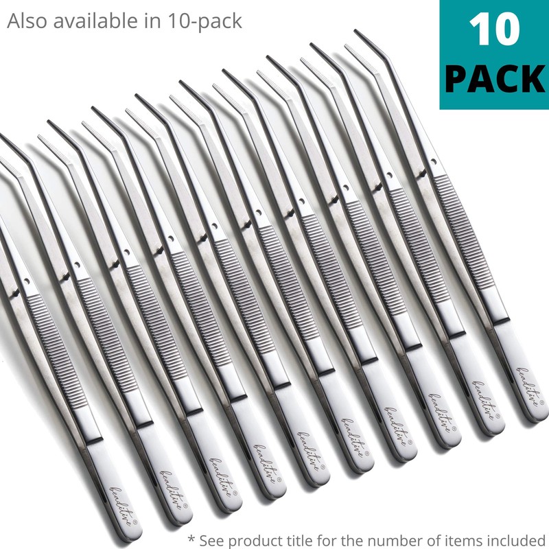 Beaditive 6-inch Sewing Machine Tweezers Set (10-PC) Serrated Bent Tips