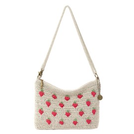 The Sak Lumi Convertible Crossbody Purse - Hand Crochet Women's Handbag for Everyday & Travel, 3-in-1 Small Crossbody Bag With Zipper Closure & Pockets - Natural Strawberries