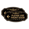 Victorian Please Use Front Door (Left Arrow) Sign (Black Gold)
