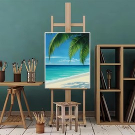 Natuyalo Beach Landscape Paint by Numbers Kit for Adults Beginner Seaside View Adult Paint by Number Kits on Canvas Adults' Paint-by-Number Kits DIY Acrylic Painting Kits for Gift 16x20 Inch