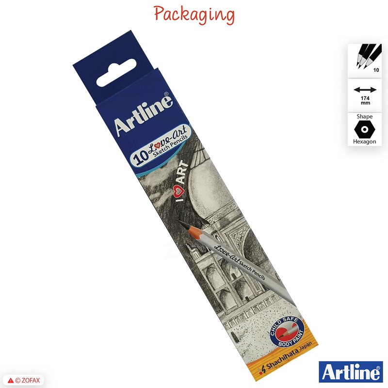 artline 6B Graded Love Art Professional Artist 10 x Pencils