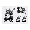 4 x 'Funny Cat Playing Banjo' Temporary Tattoos - Water