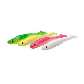 Savage Gear Rubber Shads Slender Scoop Shad - 4 Soft Baits, Size/Weight/Colour: 11 cm/7 g/Dark Water Mix