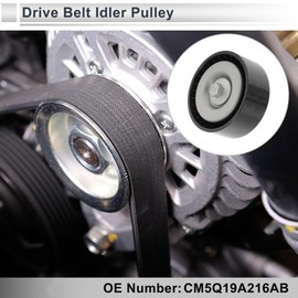 Motoforti Drive Belt Idler Pulley for Ford Mondeo 2010-2020 Serpentine Tensioner Pulley Idler with Bolt Washer No.CM5Q19A216AB Plastic Black 1 Pcs