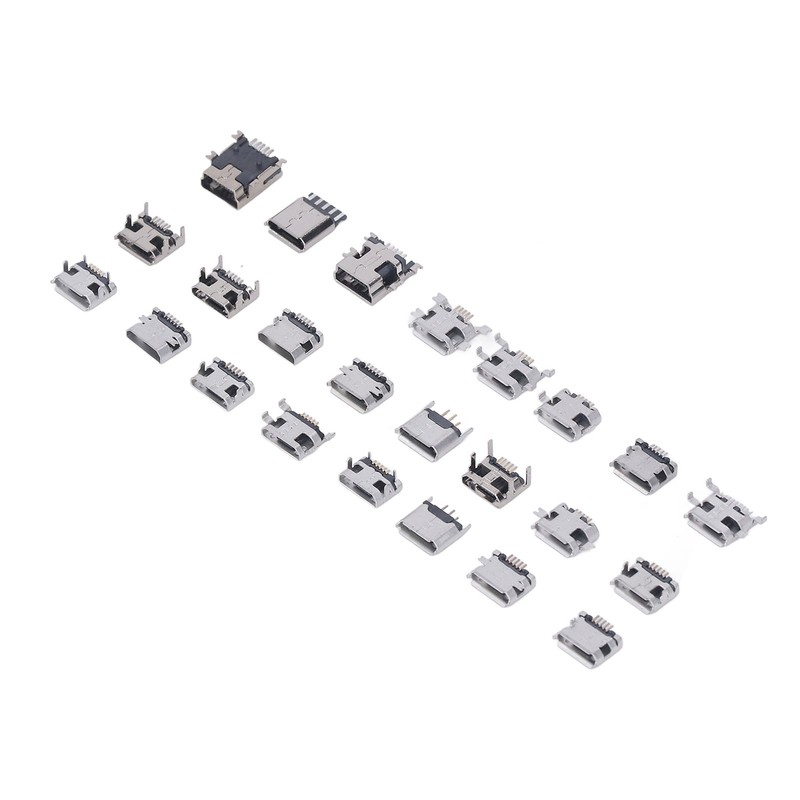 240 Pcs Micro USB Connector Set Stainless Steel Single Row