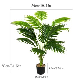 Zelihrdu Künstliche Areca Palme Kunstpalme Groß, Tropische Kunstpflanzen wie echt, Künstliche Pflanzen im Topf für Innen Außenbereich Haus Büro Garten Moderne Dekoration (80cm Grün)