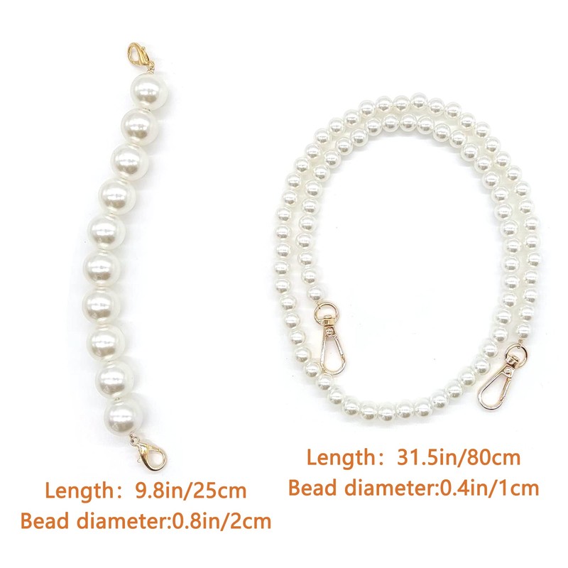 HAOBIN Pack of 2 Pearl Handle Chain Bag Chain Pearl