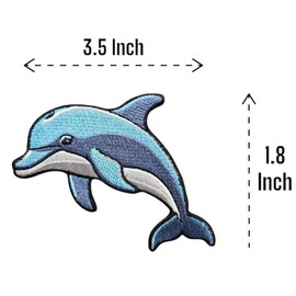 3.5" Embroidered Dolphin Iron On Patch | Decorative Dolphin Applique Iron On/Sew On Patches for Clothing, Hats, Backpacks, Clothes, Jacket, Girls, Boys
