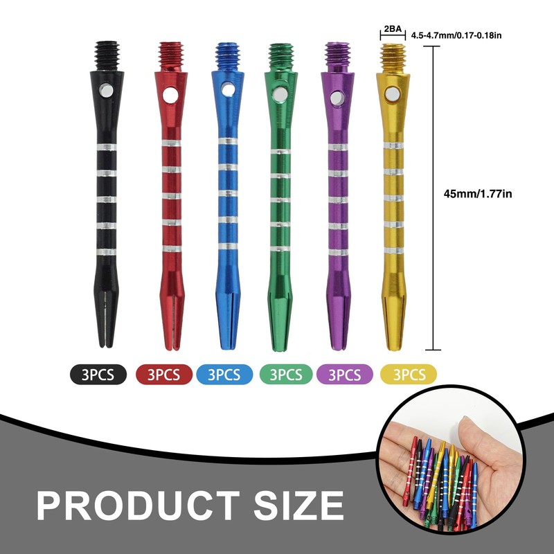 CVMGO 18PCS 53mm Aluminium Dart Stems, 2BA Threaded Metal Medium