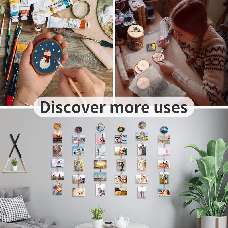 Uping Picture Frame Collage Set, Wooden Photo Hanger with Clips,