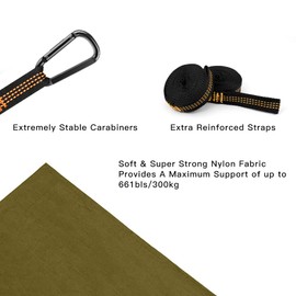 Fieleer Travel Hammock Outdoor Ultralight with Premium Carabiners & Straps 300 kg Load Capacity Made of Parachute Nylon For Camping Garden Trekking Travel Hammock, 275 x 140 cm