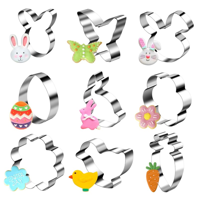 Easter Cookie Decorating Kit(ALL-IN-ONE),185Pcs with 9pcs Easter cookie cutters,Mixing Tools,Piping