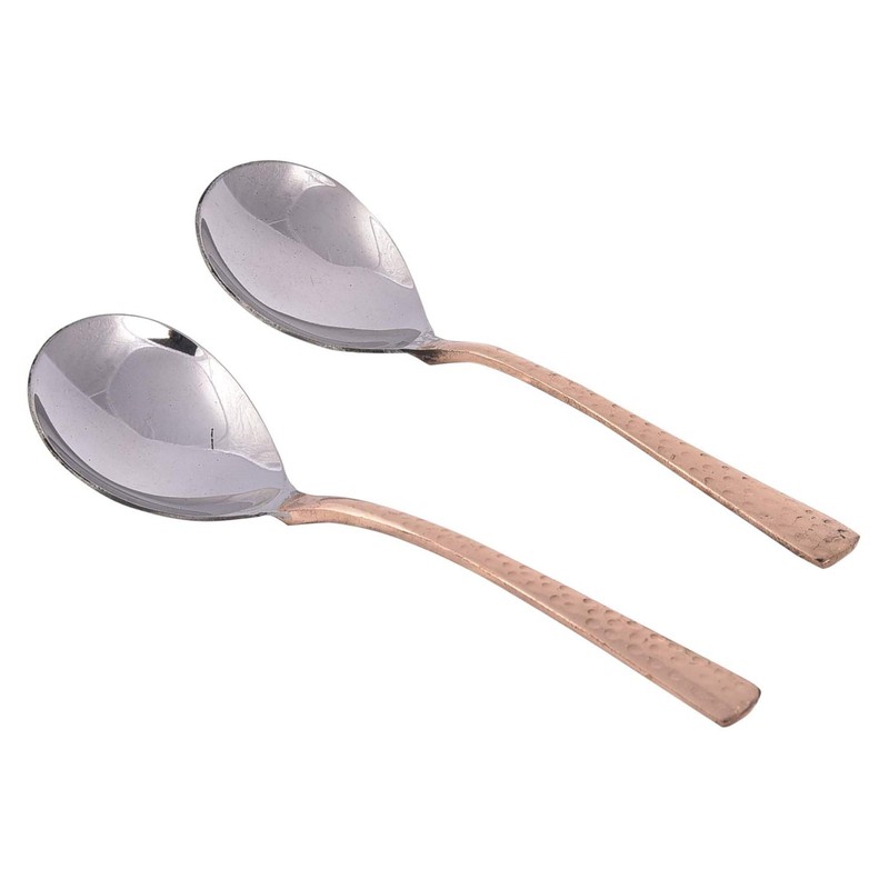 Ajuny Set of 4 Copper & Stainless Steel Serving Spoons