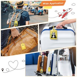 Luggage Tags Leather Printed for Suitcase, Coideal 5 Pcs Travel Bag Name Tag with Magnetic Privacy Flap and Elastic String for Women Men (Yellow)