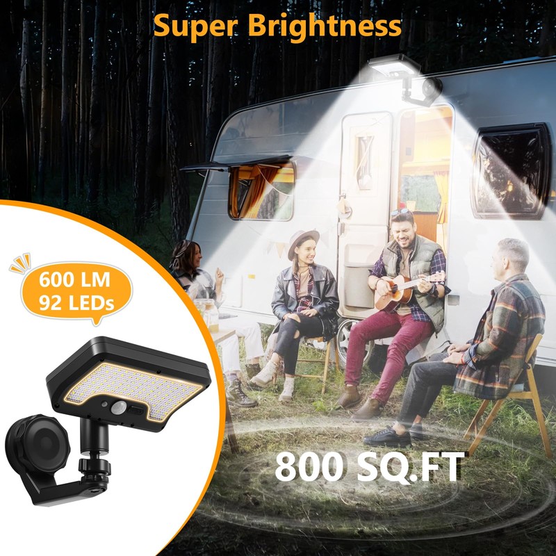 Magnetic Solar Lights Outdoor with Motion Sensor, USB & Solar