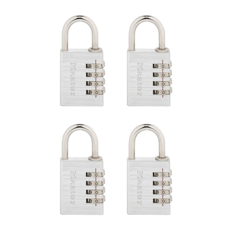 Master Lock Set Your Own Combination Padlock, 4 Pack, Silver