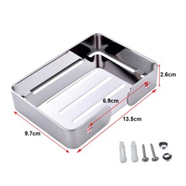 HONPHIER Soap Dish Holder for Bathroom Shower 304 Stainless Steel Soap Holder Saver Tray Wall Mounted Sponge Holder (Silver)
