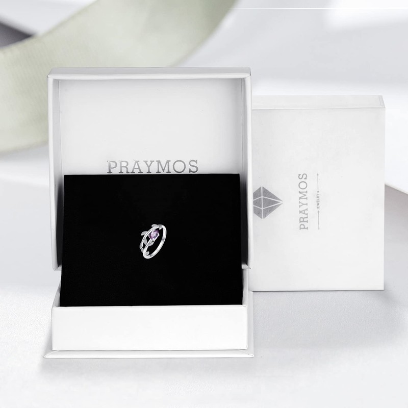 PRAYMOS June Birthstone Rings for Women 925 Sterling Silver Stackable