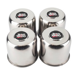 RTrhinotuning 4 PCS 4.88in Stainless Steel Trailer Wheel Center Caps for Truck SUV RV Rim Center Caps 4.47" Tall Chrome Push Through Hub Cover