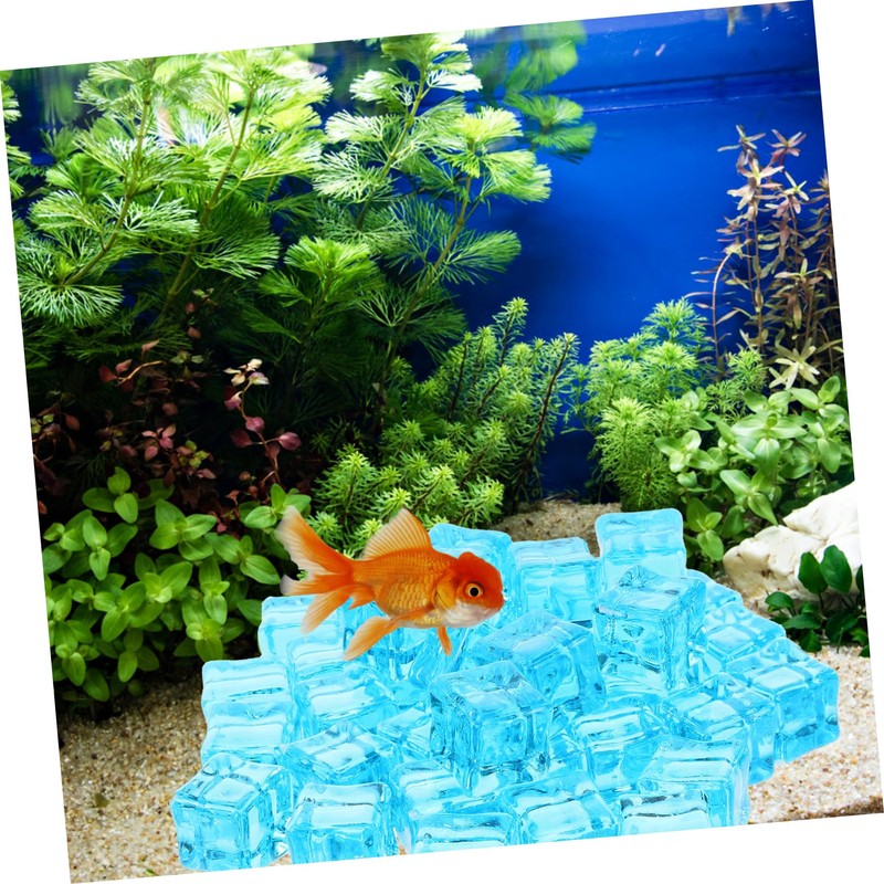 Totority Decorative Ice Cubes 50pcs Square Crystal Fish Tank Decor