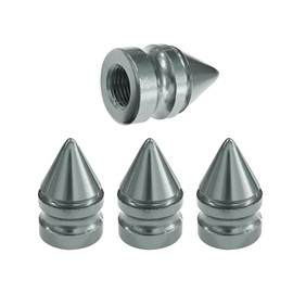HQRNYP 4PCS Car Tire Valve Caps, Spike Valve Stem Caps, Spike Aluminium Alloy Auto Air Pressure Stem Covers, Car Accessories Dustproof Automotive Wheel Air Covers Fit for Most Vehicles (Titanium)