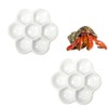2 Pcs Hermit Crab Ceramic Food Dish, 7 Compartments Anti-turning