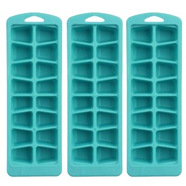 PARENCE. - Set of 3 Polypropylene Ice Cube Trays - 16 Compartments per Tray (Total 48) / Stackable, Pack of 3, 25 x 8.5 x 2.5 cm - Random Colours