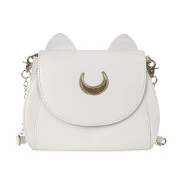 Coolchange Sailor Moon Handbag PU Leather Case Cover with Cat Ears,, cream white