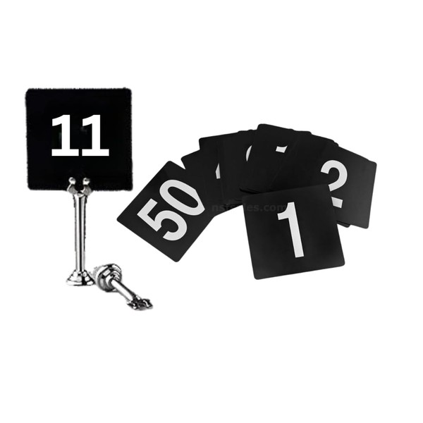 Pack of"1-50 Double-Sided Acrylic Table Numbers, 4"x4" White on Black