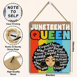 Juneteenth Decorations African American Freedom Day Decorations Juneteenth Wreath Afrocentric Decor Black History Month Wooden Hanging Decor Sign for Farmhouse Office Home Door Wall 8 X 10 Inches