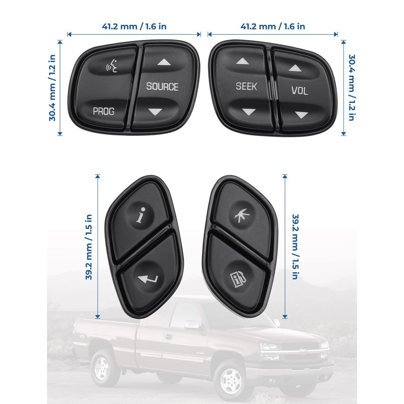 JOYTUTUS Steering Wheel Radio Control Switch Buttons fits Silverado Sierra