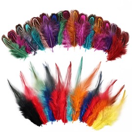 MehelloFeather Colorful Feathers 2 Style Craft Feathers 180Pcs for Handmade DIY Wedding Family Party Decorations Mixed Natural Feathers