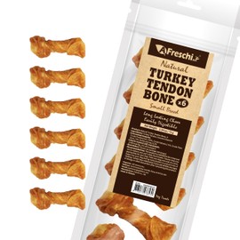 Afreschi Turkey Tendon Dog Treats, Bone (Small) 6 Unit a Pack, USA Sourced Turkey, All Natural Human Grade Puppy Chew, Hypoallergenic, Rawhide Alternative, for Small Breeds