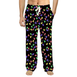 Soophiea Mens Christmas Pajamas Pants Xmas Light String Printed Pjs Lounge Pants for Party Holiday Vacations