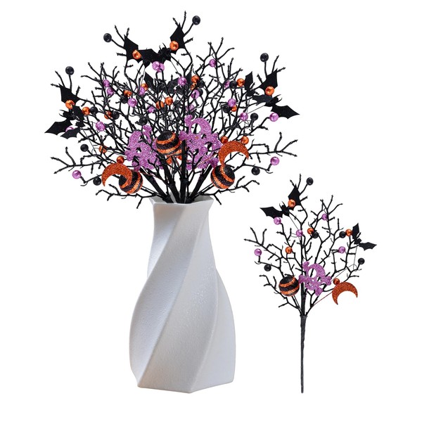 MANOPAWS 6 Pieces Halloween Floral Picks Decorative Berry Stems Halloween
